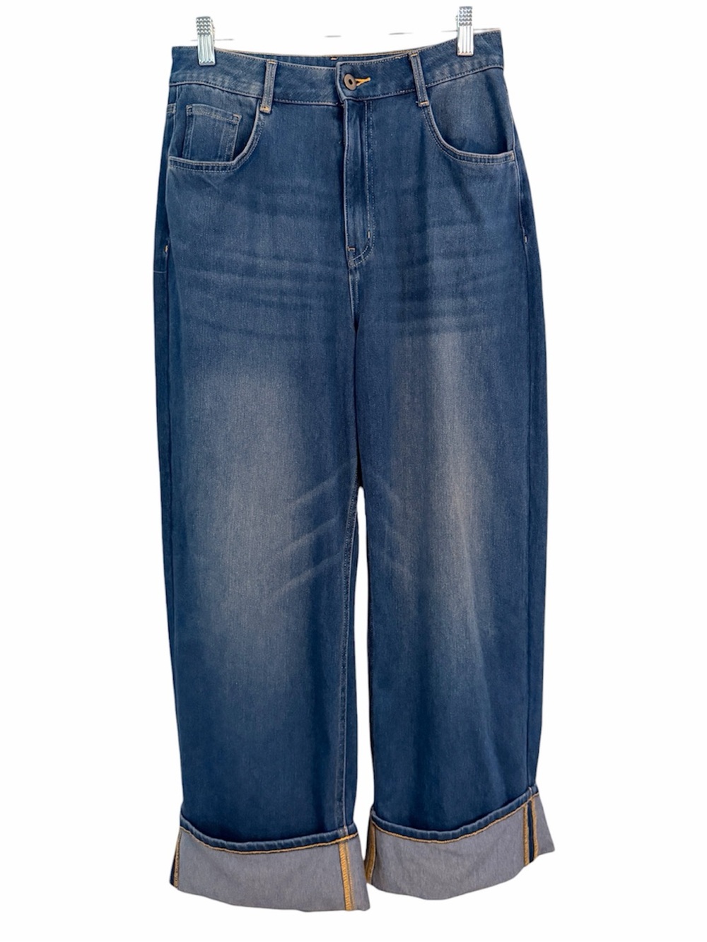 HALARA M Regular Cuffed Wide Leg Jeans